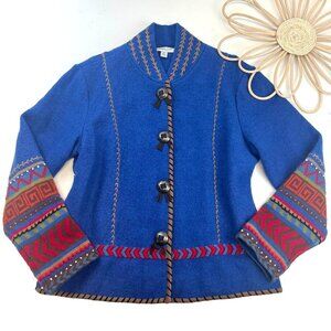 Coldwater Creek Aztec Wool Embroidered Jacket Ladies Size MED Long Sleeve